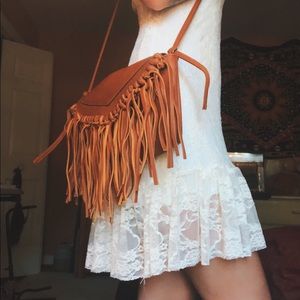 Faux Leather Fringe Cross Body Bag